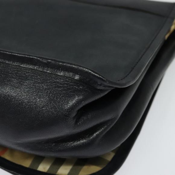 Burberrys Shoulder Bag Leather Navy Gold Auth bs27404